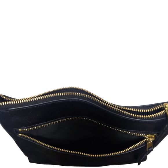 Fossil Fiona Black Pebbled Leather Crossbody/Shoulder Bag Adj Strap Zip + Pocket - Picture 3 of 10